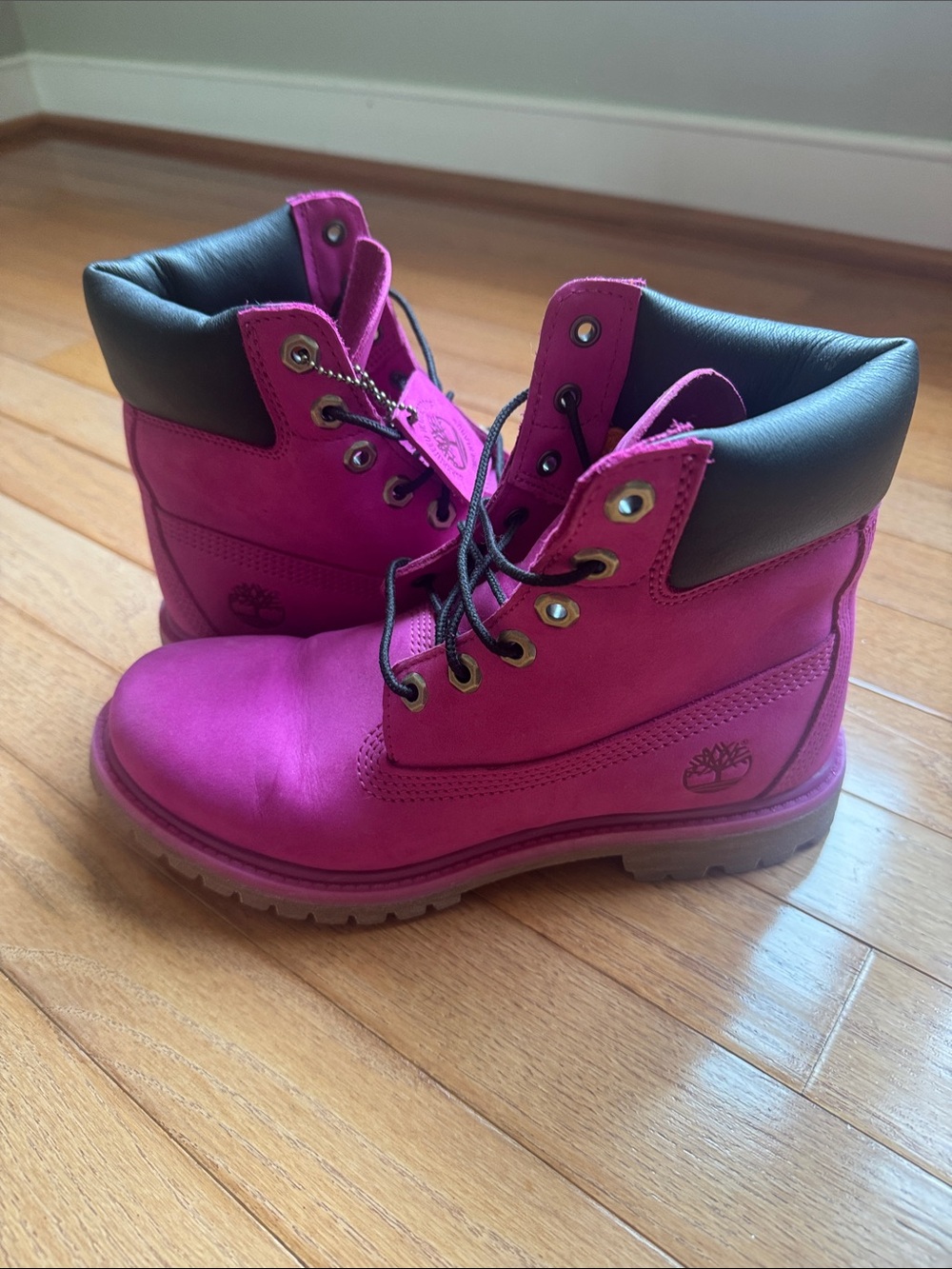 Pink Timberland Lace Boots